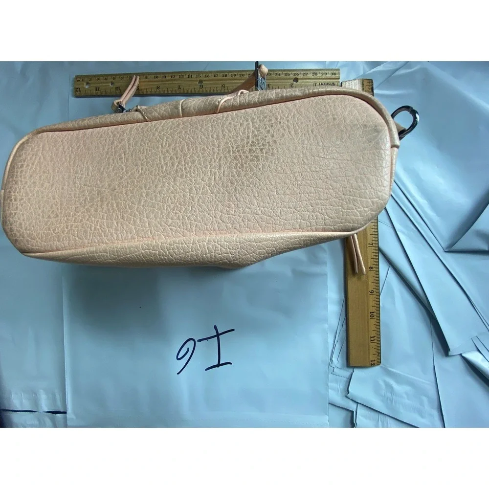 Peach Textured Satchel Handbag Silver Hardware‎